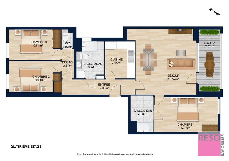 Appartement - 88 m² - 4 pièces