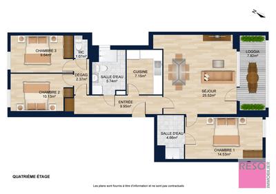 Appartement - 88 m² - 4 pièces