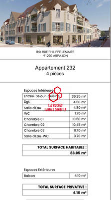 Appartement - 84 m² - 4 pièces