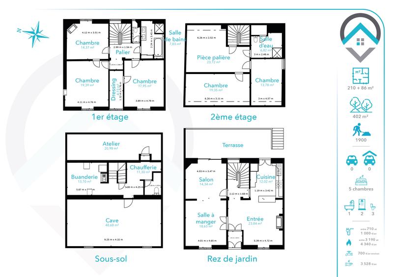 Maison - 210 m² - 8 pièces