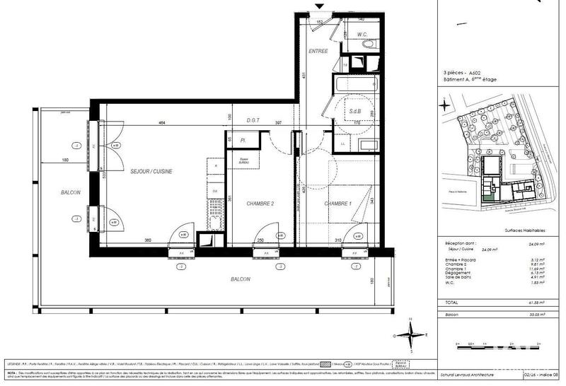 Appartement - 61 m² - 3 pièces