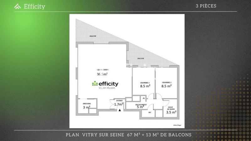 Appartement - 67 m² - 3 pièces