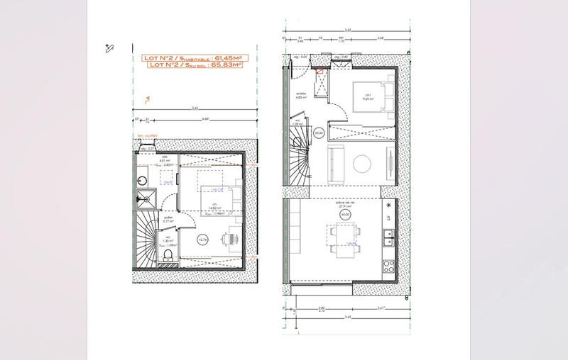 Maison - 61 m² - 3 pièces