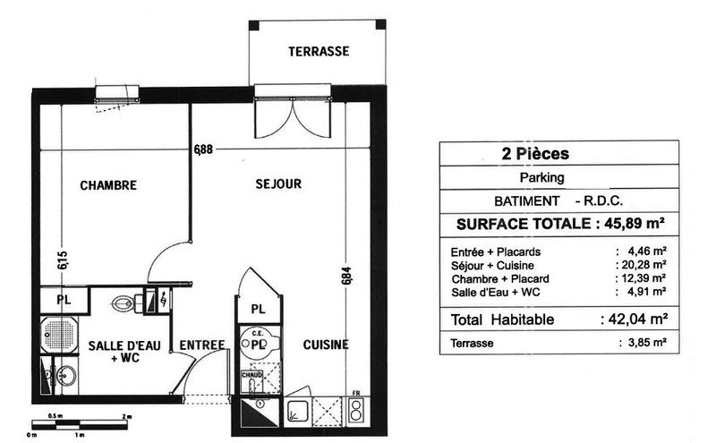 Appartement - 42 m² - 2 pièces