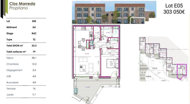 Appartement - 53 m² - 2 pièces