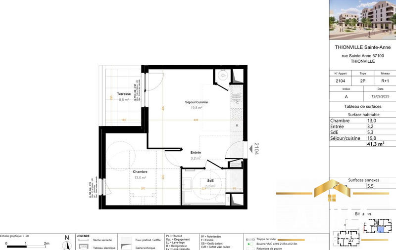 Appartement - 40 m² - 2 pièces