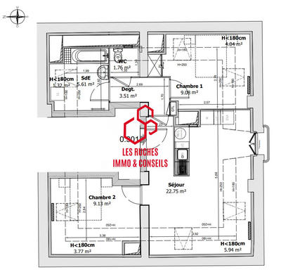 Appartement - 52 m² - 3 pièces