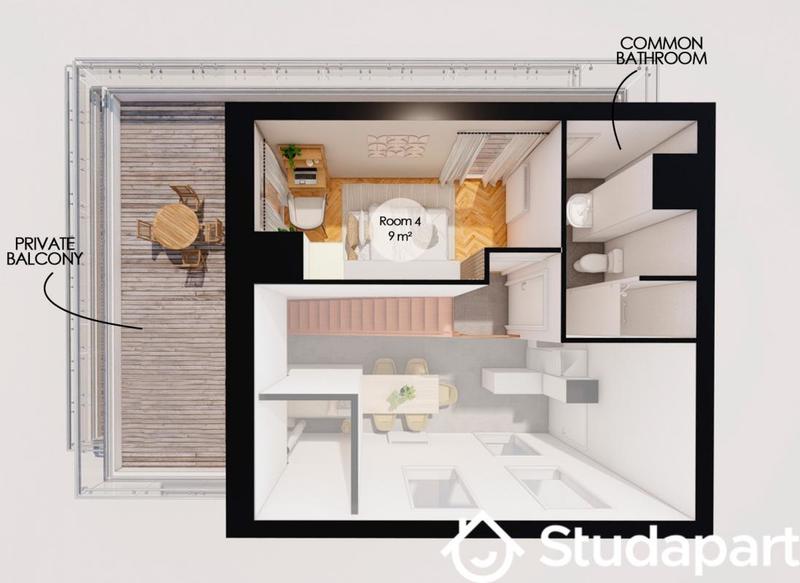 Chambre - 11 m² - 1 pièce