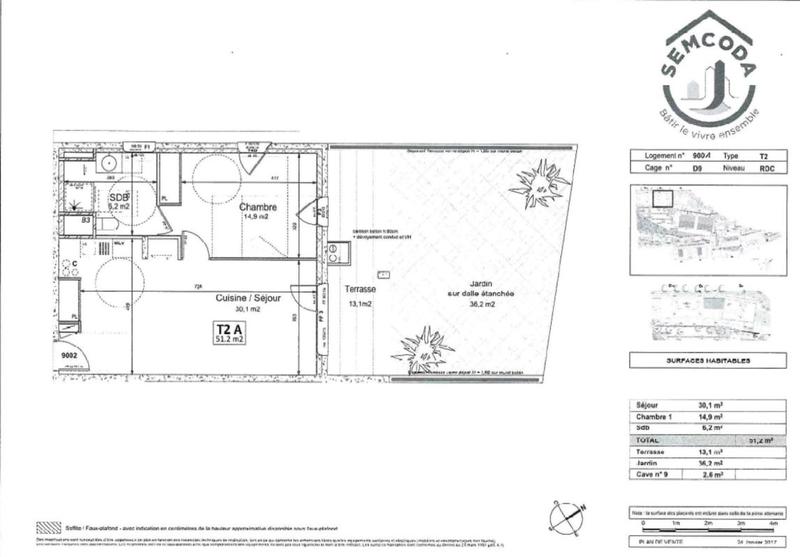 Appartement - 51 m² - 2 pièces