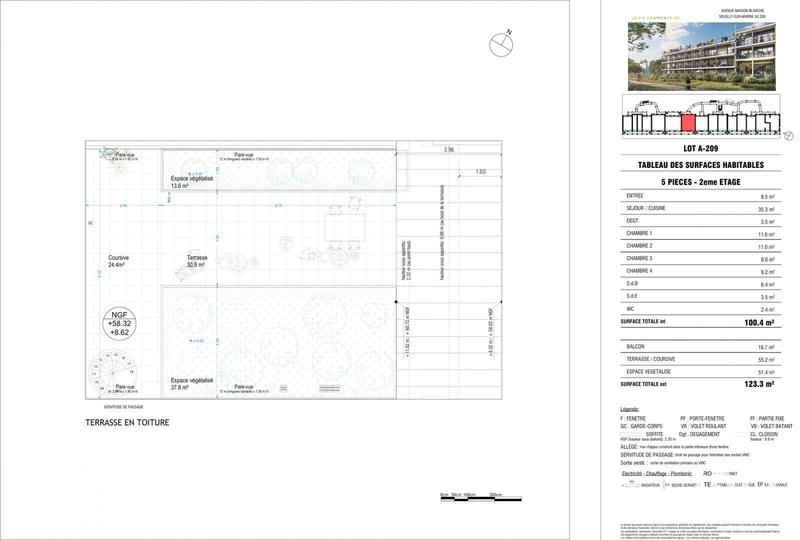 Appartement - 100 m² - 5 pièces