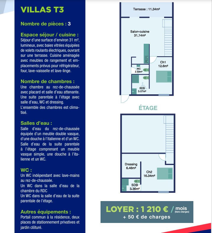 Maison - 77 m² - 3 pièces