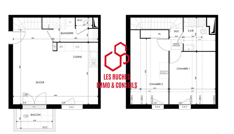 Duplex - 66 m² - 3 pièces