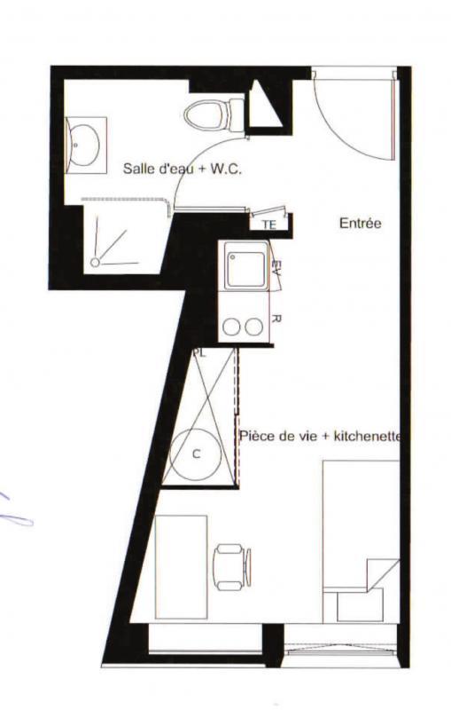 Studio - 18 m² - 1 pièce