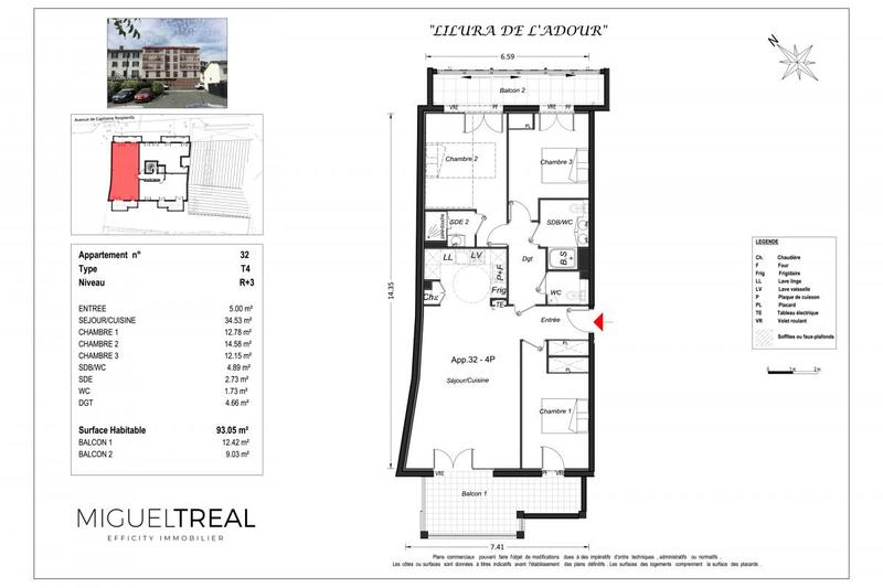 Appartement - 93 m² - 4 pièces