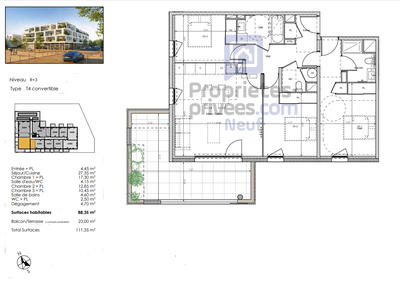 Appartement - 88 m² - 4 pièces