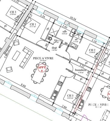 Appartement - 105 m² - 4 pièces