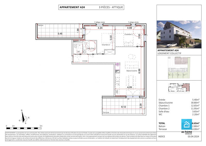 Appartement - 67 m² - 3 pièces