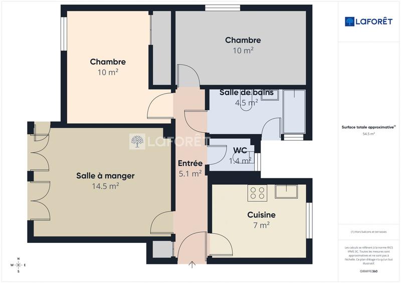 Appartement - 55 m² - 3 pièces