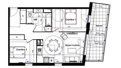 Appartement - 60 m² - 3 pièces
