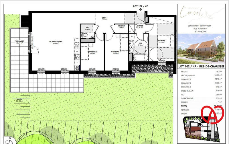 Appartement - 90 m² - 4 pièces