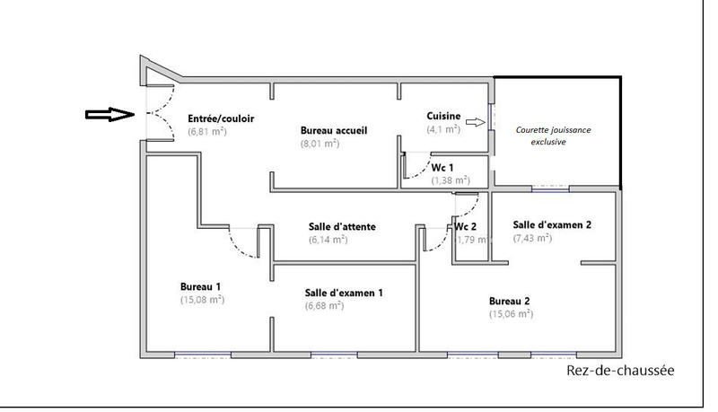 Bureau - 72 m² - 3 pièces