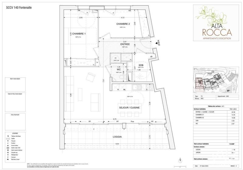 Appartement - 73 m² - 3 pièces