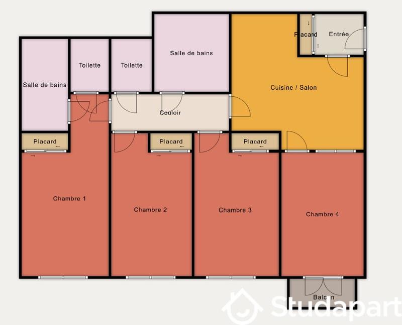 Chambre - 10 m² - 1 pièce