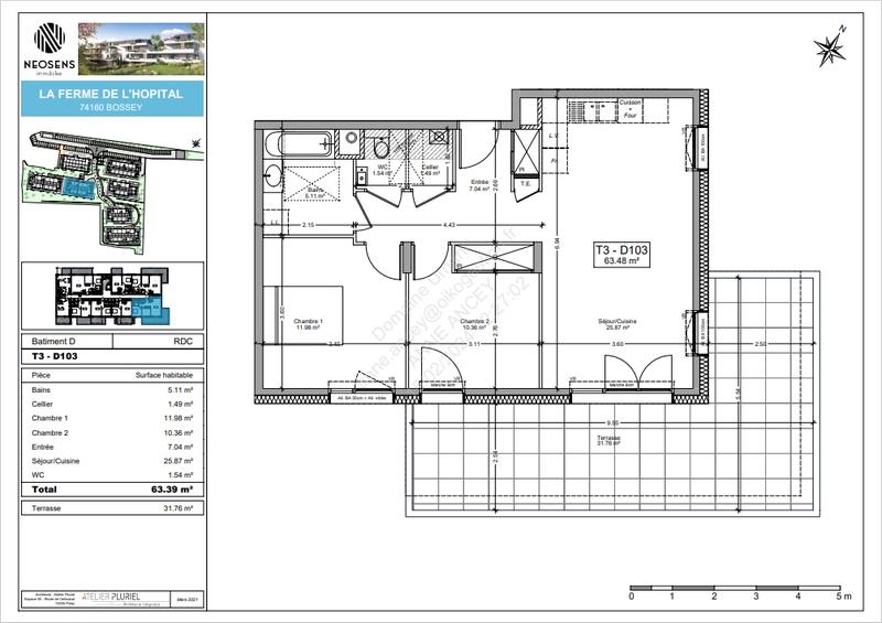 Appartement - 63 m² - 3 pièces