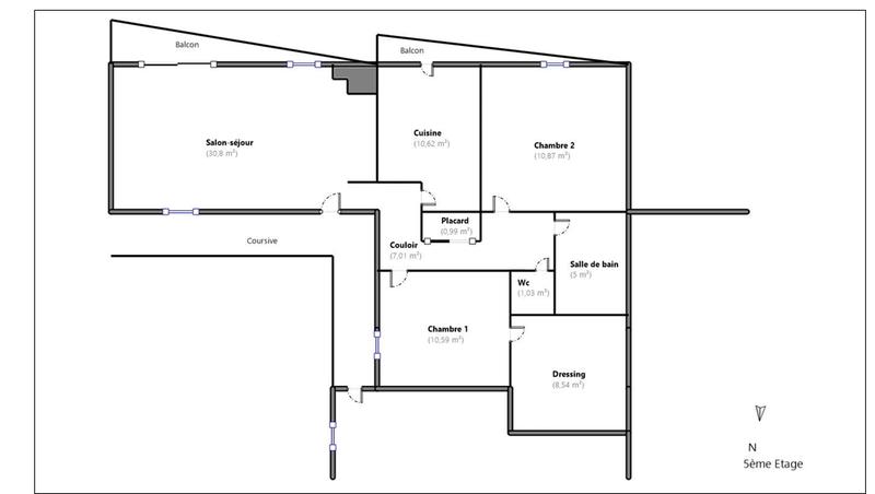 Appartement - 85 m² - 3 pièces