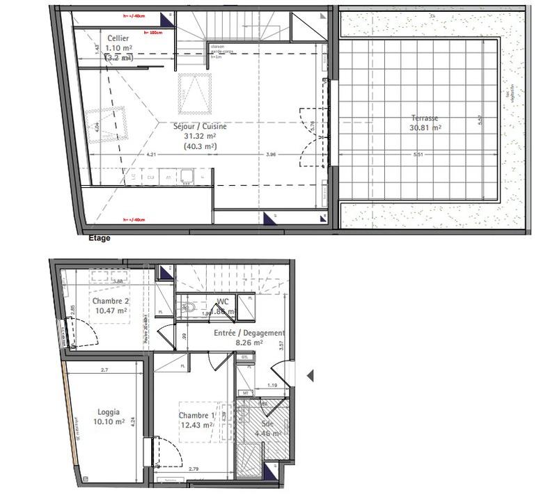Appartement - 70 m² - 3 pièces