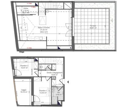 Appartement - 70 m² - 3 pièces