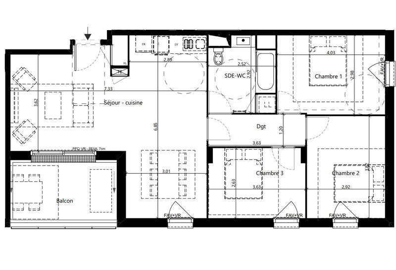 Appartement - 80 m² - 4 pièces