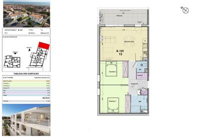 Appartement - 62 m² - 3 pièces