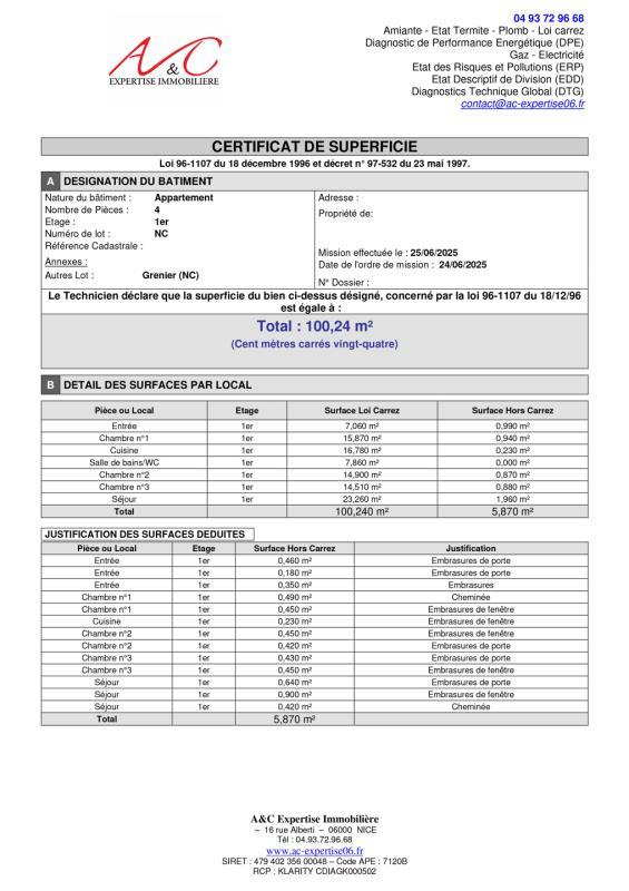 Appartement - 100 m² - 4 pièces