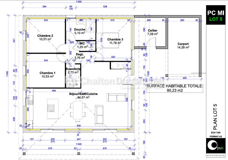 Maison - 90 m² - 5 pièces