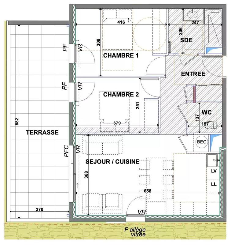 Appartement - 60 m² - 3 pièces