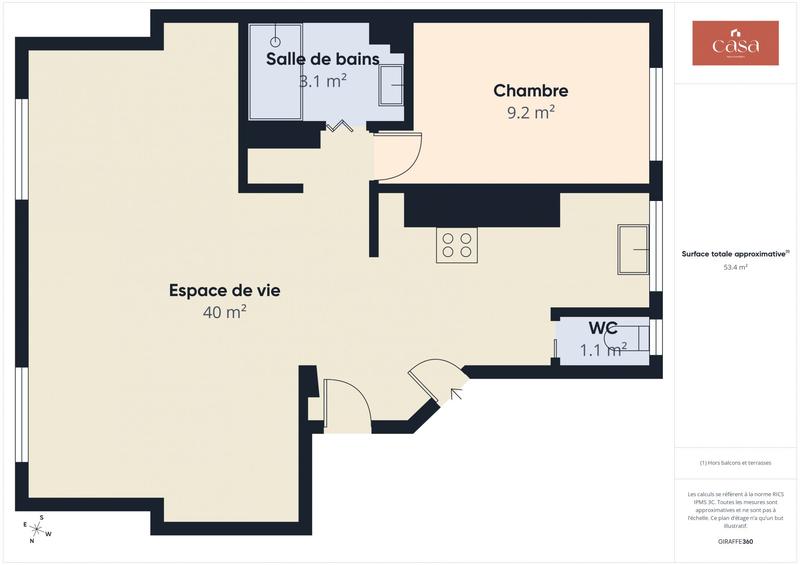 Appartement - 54 m² - 2 pièces