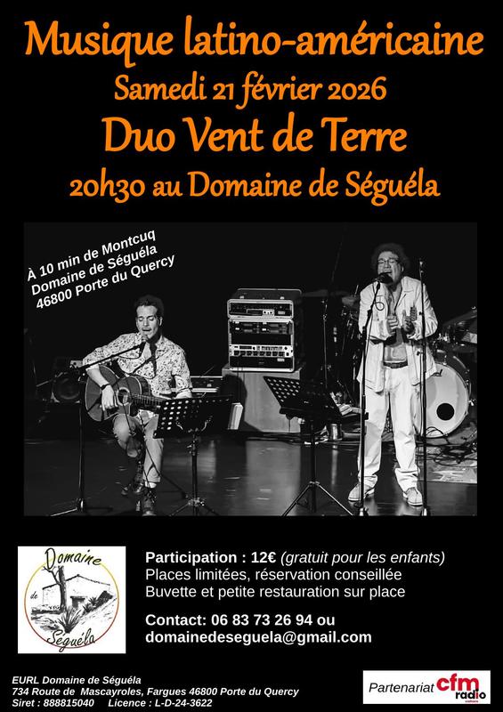 Concert Duo Vent de Terre au domaine de Séguéla