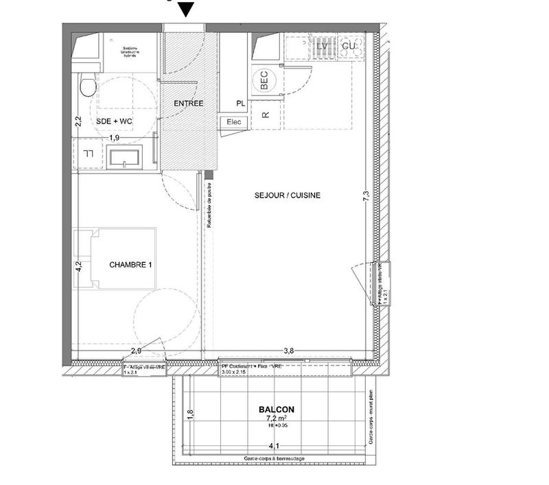 Appartement - 47 m² - 2 pièces