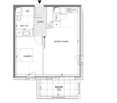 Appartement - 47 m² - 2 pièces