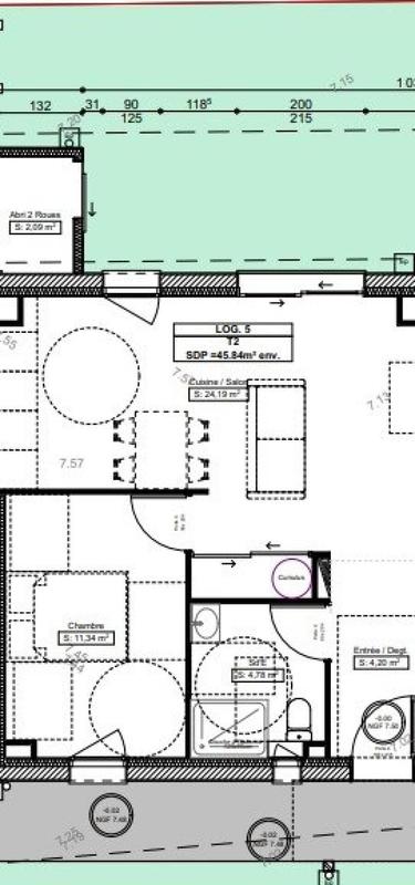 Appartement - 46 m² - 2 pièces