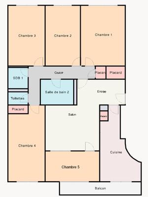 Chambre - 19 m² - 5 pièces