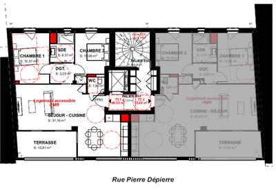 Appartement - 69 m² - 3 pièces