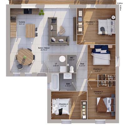 Maison - 90 m² - 6 pièces