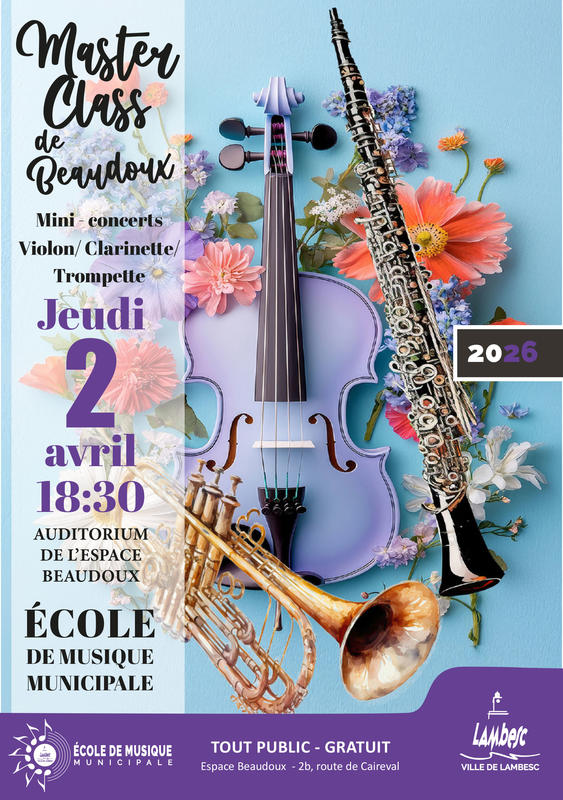 Master Class de Beaudoux et mini-concerts - Violons, clarinettes et trompettes