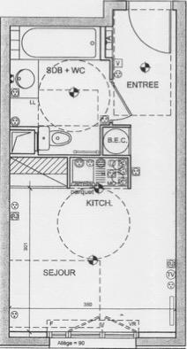 Studio - 22 m² - 1 pièce