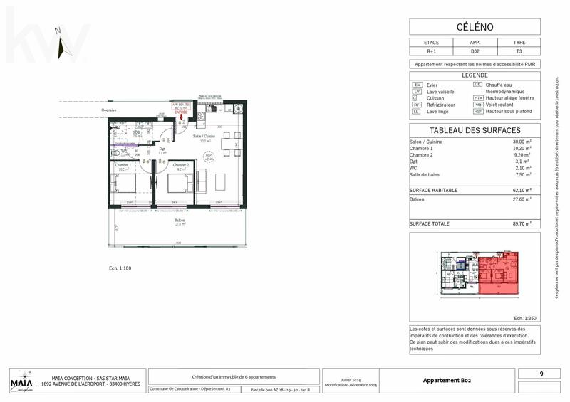 Appartement - 62 m² - 3 pièces