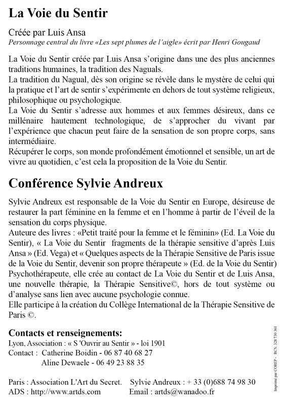 Conférence la Voie du Sentir Sylvie Andreux