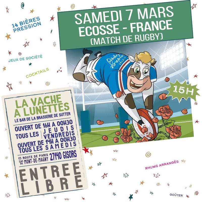 Projection du match de rugby Écosse-France
