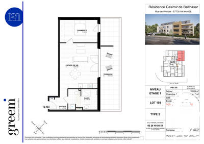 Appartement - 47 m² - 2 pièces